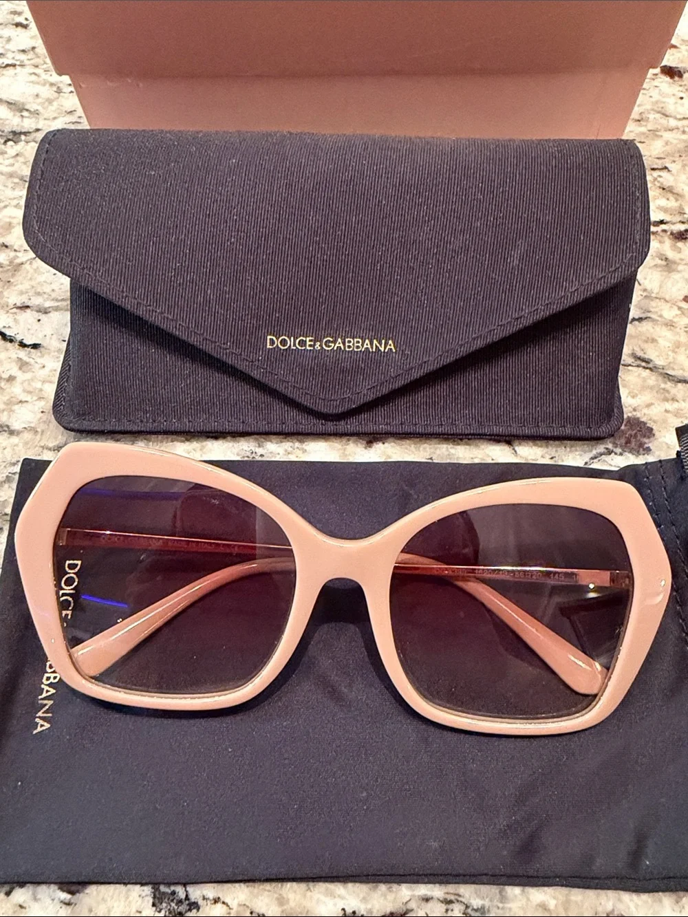 Dolce & Gabbana Pink Beige Cat-Eye Sunglasses with Brown Lenses